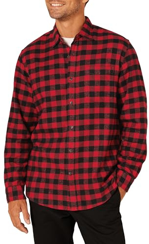 Amazon Essentials , Chemise Homme, Rouge (Red Buffalo Plaid), Large