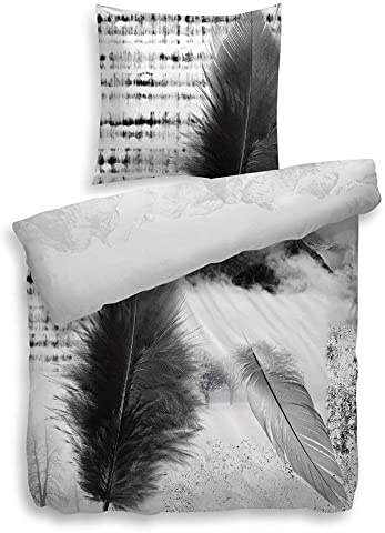 Heckett Lane Mako-Satin Wendebettwäsche Ace 135x200 (80x80) Schwarz/Weiss | 100% Baumwolle · Edler Satin-Glanz · Reißverschluss · Waschbar 60°C · auf Schadstoffe geprüft · MADE IN GREEN by OEKO-TEX