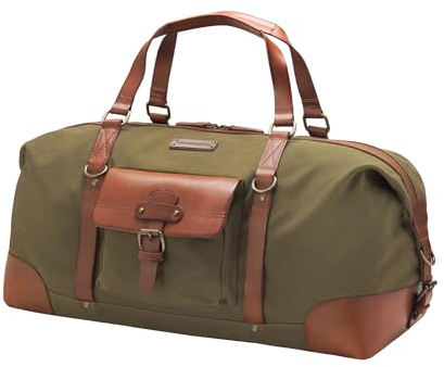 DRAKENSBERG Reisetasche 'Sam' - Weekender, Wochenend- und Sport-Tasche im Vintage-Retro-Design, Damen, Herren, nachhaltig handgemacht, Canvas, Leder, 50L, Olivgrün, DR00143