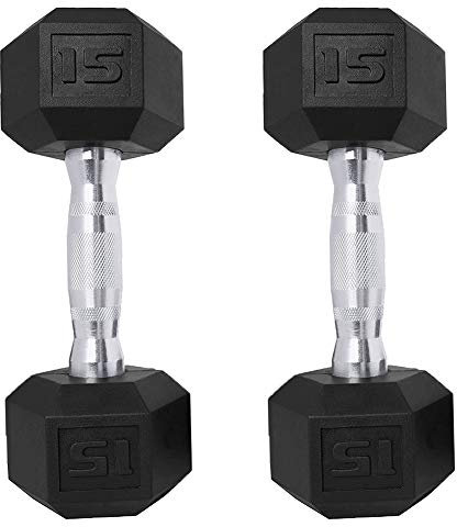 Saorzon Kurzhanteln Set von 2 Übung Fitness Hantel für Zuhause Gym Freie Gewichte Hand Hex Hanteln Schwarz 6,8 kg