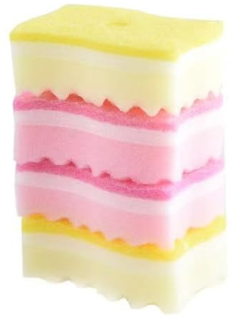 Yellow Pink Colors Multi-Functional Sponges Non-Scratch Scrub Sponges Household Kitchen Cleaning Sponges Durable Scouring Pads,Pack of 4