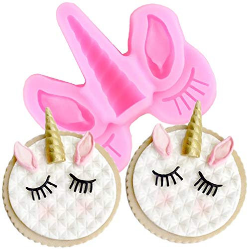 JLZK Unicorn Eye Ear Horn Silicone Molds Cupcake Topper Birthday Cake Decorating Tools Candy Chocolate Moulds