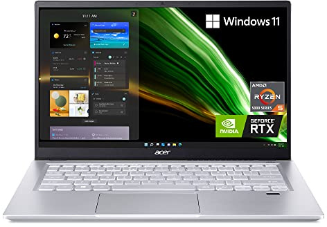 Acer Swift X SFX14-41G-R7YT Creator Laptop | 14 Full HD 100% sRGB | AMD Ryzen 5 5600U | NVIDIA RTX 3050 Laptop GPU | 8GB LPDDR4X | 512GB NVMe SSD | Wi-Fi 6 | Backlit Keyboard | Windows 11 Home