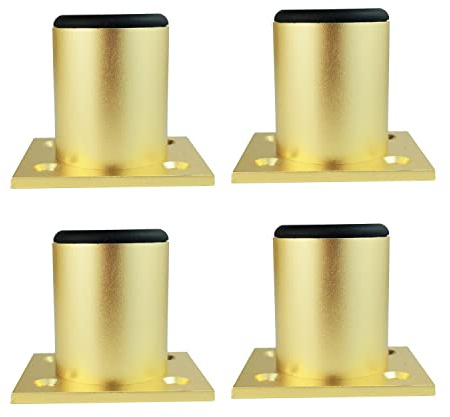 Qrity 4 Pieces Furniture Legs Cabinet Aluminium Alloy Kitchen Legs Sofa Metal Table Furniture Feet 100mm, Gold