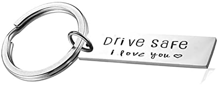 Wycian Schlüsselanhänger Mama Geschenk, Schlüsselanhänger für Auto Silber Gravur I Love You Drive Safe Edelstahl für Frauen Männer Freundin