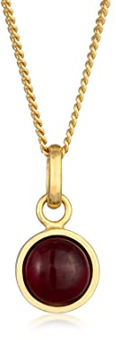 Elli Halskette Damen Solitär Basic Rund mit Granat Edelstein in 925 Sterling Silber vergoldet