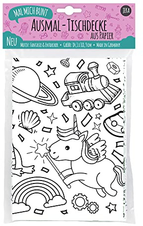 Ausmal-Tischdecke aus Papier, Motiv Fantasie und Entdecker, Ausmalen Kinder, Kinderbeschäftigung, Mal Mich Bunt