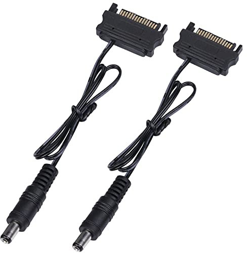DS 2Pack Male SATA to 12V DC Plug Power Adapter Cable (SATA Power supply to DC Plug 5.5MM x 2.1MM, F Series)
