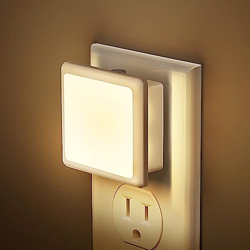 JandCase Night Lights Plug into Wall 2 Pack, Plug in Night Light with Dusk-to-Dawn Light Sensor, 3000K Soft White 0.3W, LED Nightlight for Bathroom, Adult, Hallway