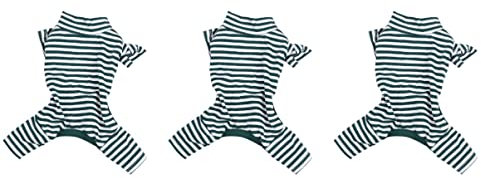 POPETPOP 3stücke Pet Dog Four Feet Jumpsuit Streifen-hundekleidung Aus Baumwolle Für Winter Xs Grün Bequemes Und Stylisches Outfit Für Kleine Hunde Für Outdoor-aktivitäten Und