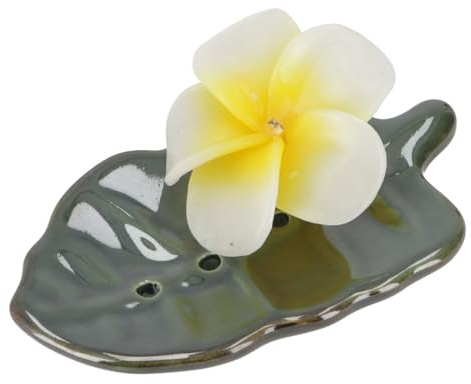 GURU SHOP Piattino Portasapone in Ceramica Foglia, Verde, 2 x 10 x 8 cm