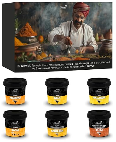 6 Mest kända Curry i världen med boken Alla smaker av Curry – När En blandning av kryddor blir kultur – En välkommen gåva till alla köksentusiaster – Tillverkad i Italien