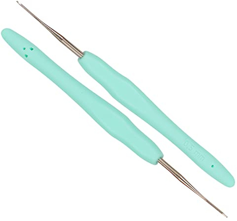 Coopay Virkkrok 0,5 mm 2-Pack, Liten för Dreadlocks och Hårlåsning, Stål Fin Tunn, Ergonomiska Små Virkade Krokar, Virkade Nålar UK Storlek