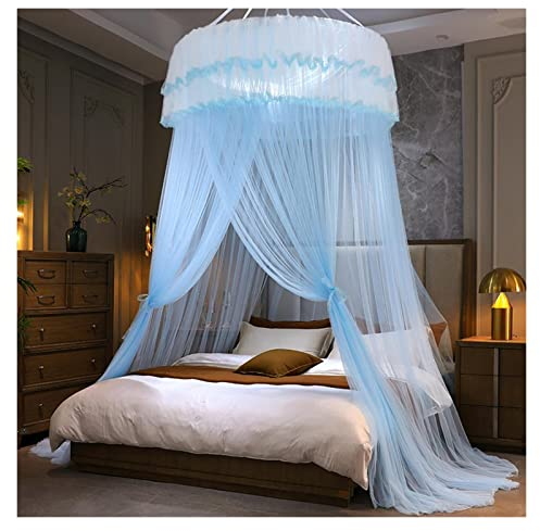 OKUOKA Princess Dome Moskitonetz, Moskitonetz-Baldachin, Insektenschutz, Anti-Moskitonetz-Betthimmel, am besten für Mädchen-Kinderzimmer (Farbe: Blau, Größe: 1,8 x 2,2 m)