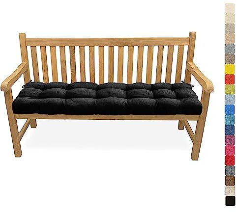 Lsjoaw Bankauflage Bankkissen 130X45X6CM Sitzauflage Sitzkissen Bank Bankpolster Sitzpolster Auflage für Gartenbank Sitzbank & Hollywoodschauke Outdoor/Indoor,Color#37 Schwarz