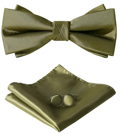 HOULIFE Fliege Herren Set Verstellbare Fliege aus Satin Vorgebunden Fliege | Verstellbares Band, Einheitsgröße für alle, Leicht zu tragen, Geschenkbox-Paket, für Party & Hochzeit