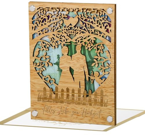 Geldgeschenk Hochzeit Holz - Alles Liebe zur Hochzeit Hochzeitskarte Geldgeschenk Verpackungen Grußkarte Hochzeitsgeschenke für Hochzeit Brautpaar Glückwunsch