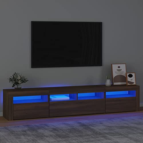 NITCA Mobile Porta TV con Luci LED, Mobile Televisore Moderno, Mobiletto TV, Mobile TV Soggiorno in Legno, Rovere Marrone 210x35x40 cm
