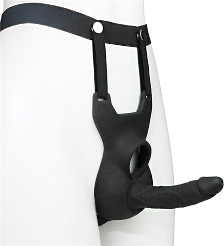 Umschnall Dildo Mit Verstellbare Strapon Umschnalldilodo Slip SM Vagina Anal Erotik Masturbator Silikon Realistischer Dildo Buttplug Sex Spielzeug Für Frauen, Paare, Männer (Schwarz,M)