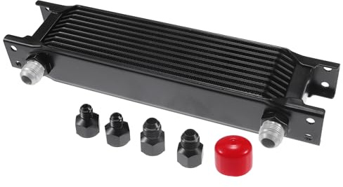 Partuto Raffreddatore Olio Trasmissione Universale 10 File 1 Set | Colore Nero, Materiale Lega Alluminio, Per Auto, Camper, Camion, Rimorchi, RV, Dim. 33x7x5cm, Filettatura 6AN/8AN