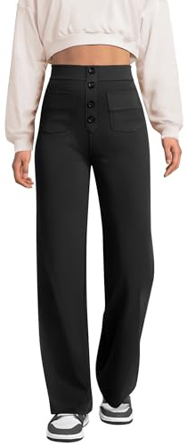 keriffe Pantalones de vestir de pierna recta para mujer, pantalones de