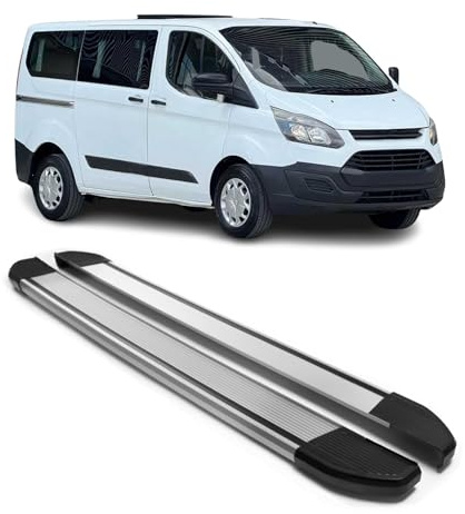 OMAC Trittbretter Seitenschweller kompatibel mit Ford Tourneo Custom 2013-2023 L1 Alu Grau 2 TLG
