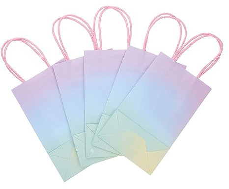 Beavorty 5stücke Bunte Papiertüten als Geschenktüten Robust und Leicht für Kleine Artikel und Süßigkeiten Praktische Aufbewahrungstüten für Cafés und Bäckereien