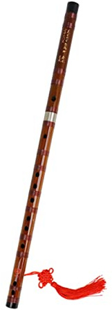 Bambusflöte für Anfänger, Chinesisches Musikinstrument, Rotbraun | Traditionelle Flöte aus Bambus, Kleines Format, Präzise Tonlöcher, Inkl Membran Schutzset