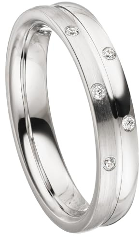 Kolibri Rings Damenring 5 Zirkonia Steine Sterling Silber 925 Ehering Verlobungsring Partnerring Freundschaftsring Ring - Gratis Gravur und Etui
