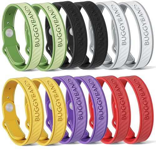 BuggyBands 18 Pack Mosquito Repellent Bracelets, Silicone Mosquito Repellent Bands with DEET Free, Natural & Waterproof Bug Wristbands for Kids and Adults, Outdoor Traveling Protection