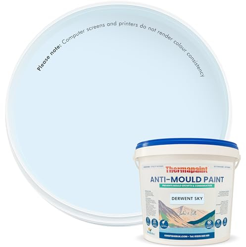 Kingfisher Thermapaint Anti Mould Emulsion Paint 5L, Derwent Sky | Mould and moisture resistant with active fungicide, waterproof and washable, for kitchens, bathrooms and more