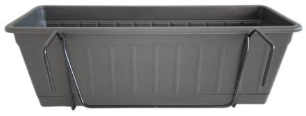 Seat Flor srl® Vaso per balcone, fioriera, vaso porta fiori, balconiera, cassetta porta fiori (kit completo) (2 Pezzi, Antracite)