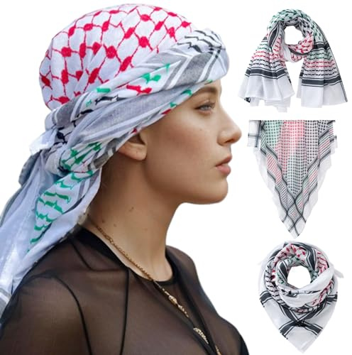 Licsaliwe Sciarpa Shemagh da Uomo Sciarpa palestinese 54x54 Pollici Shemagh Traspirante e antisole da Uomo kefiah a Foulard da Deserto Foulard mediorientale