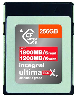 Integral Carte Mémoire CFexpress Type B 2.0 256 Go, 8K RAW et 4K à 120 FPS, Lecture 1800 Mo/s, Écriture 1200 Mo/s, 450 Mo/s Soutenue, pour Cinéastes et Photographes Professionnels
