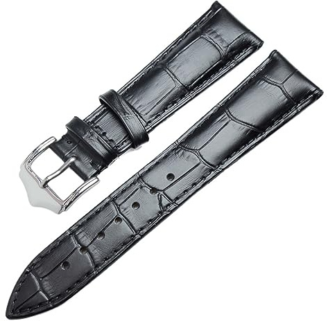 HMFANG Klockarmband Mjuk kalv äkta läder klockarmband 18 19 20 21 22 24 mm Klocktillbehör Klockor Armband(Black,22mm)
