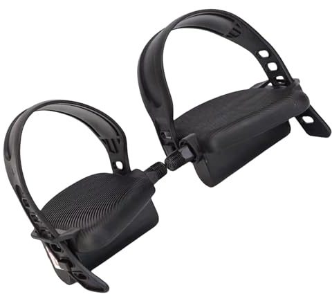 Juego de 2 pedales de bicicleta estática y correa fija, pedales de repuesto para bicicleta estática con correa de pedal ajustable para bicicletas de repuesto para bicicleta estática
