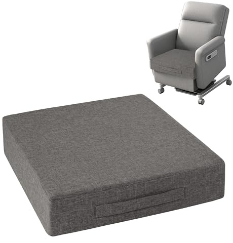 OVOV Armchair Booster Cushion with a Handle Light Grey 50x50x10cm | 20x20x4, with Non-Slip Bottom, Washable Cover for Easy Clean, Breathable and Texured Fabric, for Armchair Couch Sofa