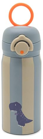 Noui Noui Edelstahl Trinkflasche Kinder 350 ml Dino | Auslaufsichere, isolierte Kinder Trinkflasche ohne Strohhalm |Kohlensäure geeignet | BPA-frei & spülmaschinenfest | Für Schule, Kindergarten