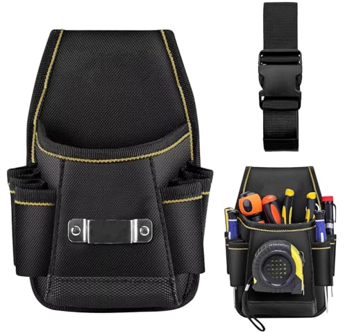 LPZMPZ Werkzeugtasche Gürtel Werkzeuggürtel Herren, Gürteltasche Werkzeug mit Mehreren Fächern, Handwerker Gürteltasche für Elektriker, Tischler, Bauarbeiter (Schwarz)
