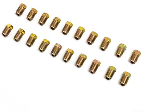Honseadek Lot de 20 raccords de conduite de frein 3/16 en cuivre avec union métrique évasée inversée pour composants de frein automobiles revêtus de zinc
