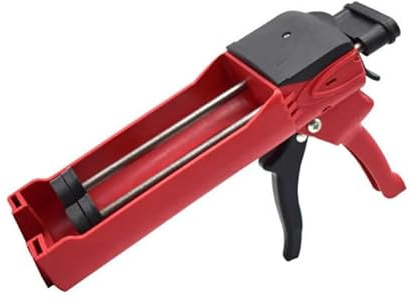 Extra Strong Caulking Gun – Heavy Duty Skeleton Applicator for Sealants, Adhesives, Silicones – Professional High Viscosity Cartridge Gun，Twin Silicone Gun, Cartridge Caulking Gun for Dual,RED