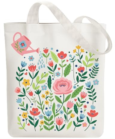 ANATTASOUL Baumwolltasche Personalisiert mit Blumen, Leinwand Geschenk Tragetasche für Damen Freundin Mama Schwestern Ehefrau Geburtstag, Muttertag Tasche con Cremallera