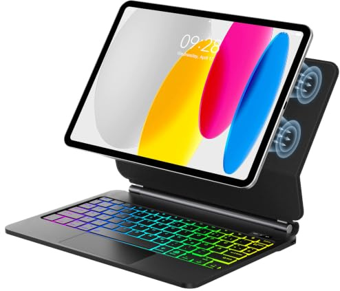 FOGARI Funda con teclado para iPad 10ª generación 2022 10.9 pulgadas/11ª generación A16 2025 11 pulgadas, trackpad multitáctil, QWERTZ Alemania Soporte magnético Magic Type Keyboard Negro