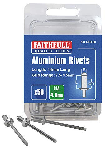 FAITHFULL Rivetti in alluminio 5 millimetri pacchetto lungo 50
