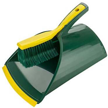 BÜMAG eG Krallen-Kehrgarnitur 2-teiliges Set aus Kunststoff-Schaufel und Krallen-Handfeger- GRÜN/GELB
