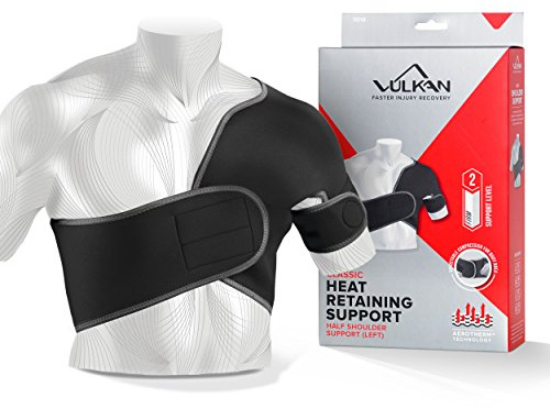 Vulkan Soporte clásico de hombro medio izquierdo, pequeño, soporte de hombro para lesiones del manguito rotador, soporte de articulación AC y dislocaciones, correa de hombro para hombres y mujeres,