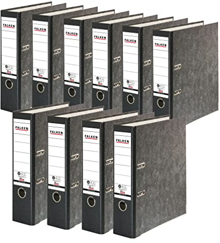 FALKEN 10x Recycling-Ordner 8 cm breit DIN A4 schwarzer Rücken