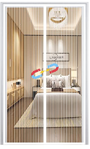 Magnetic Fly Screen Door, Anti Mosquito Mesh Fly Curtain Magnetic Close Automatically, Hands Free Mesh Curtain for Balcony Living Room-White-A|| 75x200cm(29x78inch)