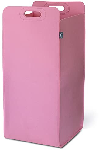 HENNEZ Cesto portabiancheria pieghevole 80 l, colore rosa, cestino portaoggetti per bambini, leggero in feltro, cesto per biancheria pieghevole con manici cesto biancheria per bambini, cestino per
