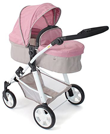 Bayer Chic 2000 - Puppenwagen Nele, 2in1 Kombipuppenwagen für Kinder von 4 bis 8 Jahren, Bärchen, rosa, 50 cm